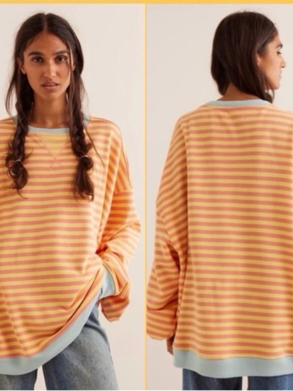 Free People Sunset Stripe Relaxed Crewneck Sweatshirt